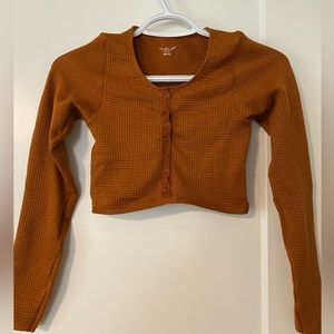 Urban outfitters cropped waffle knit long sleeve